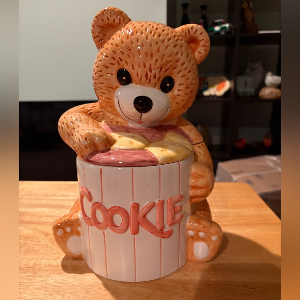 Adorable Bear Cookie Jar - Orange and White